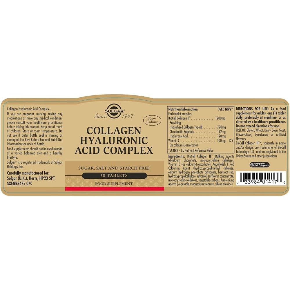 SOLGAR - Collagen Hyaluronic Acid Complex - 30tabs