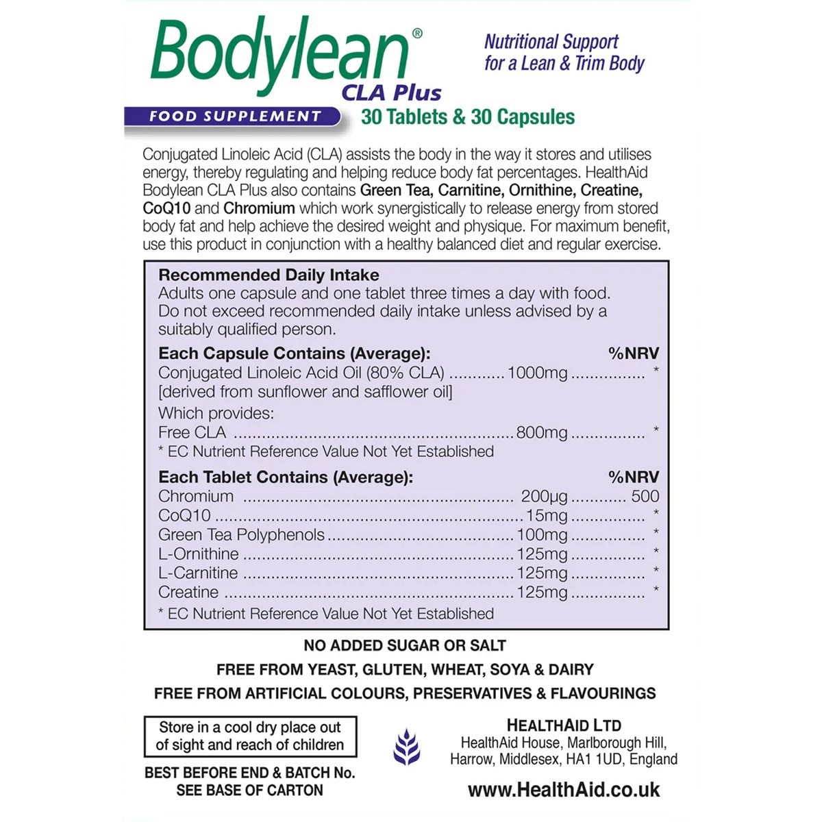 HEALTH AID - Bodylean CLA Plus - 30caps & 30tabs