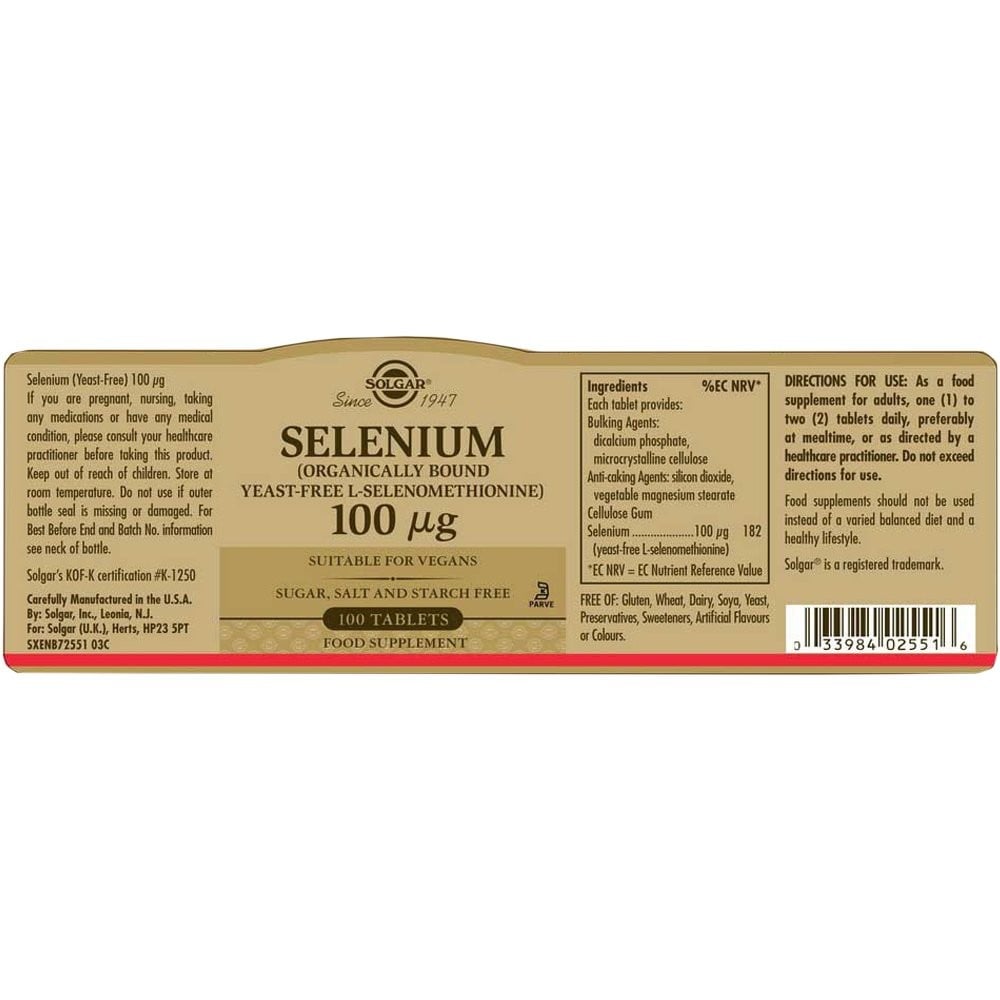 SOLGAR - Selenium 100μg - 100tabs