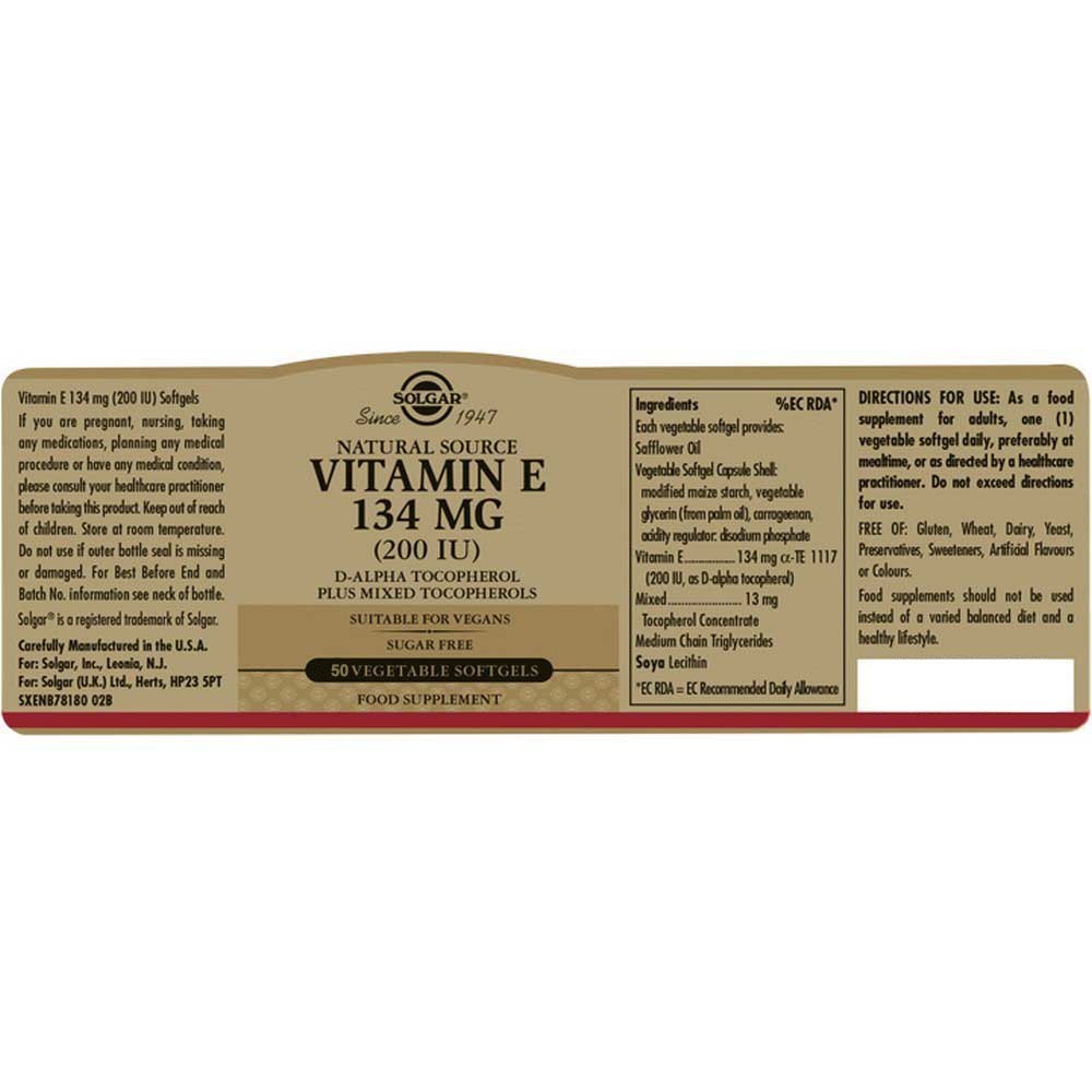 SOLGAR - Vitamin E 134mg (200IU) - 50softgels