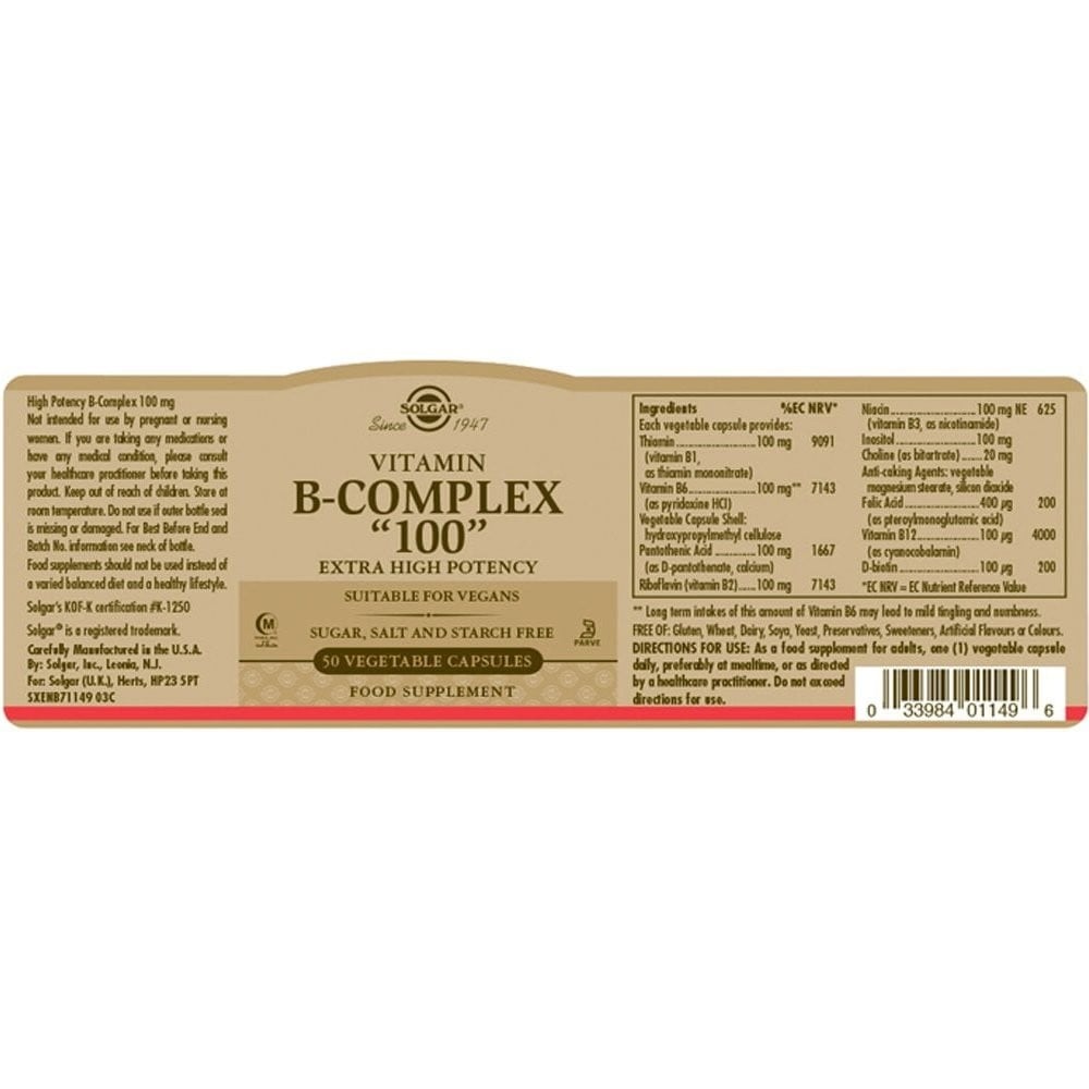 SOLGAR - Vitamin B-Complex 100 - 50caps