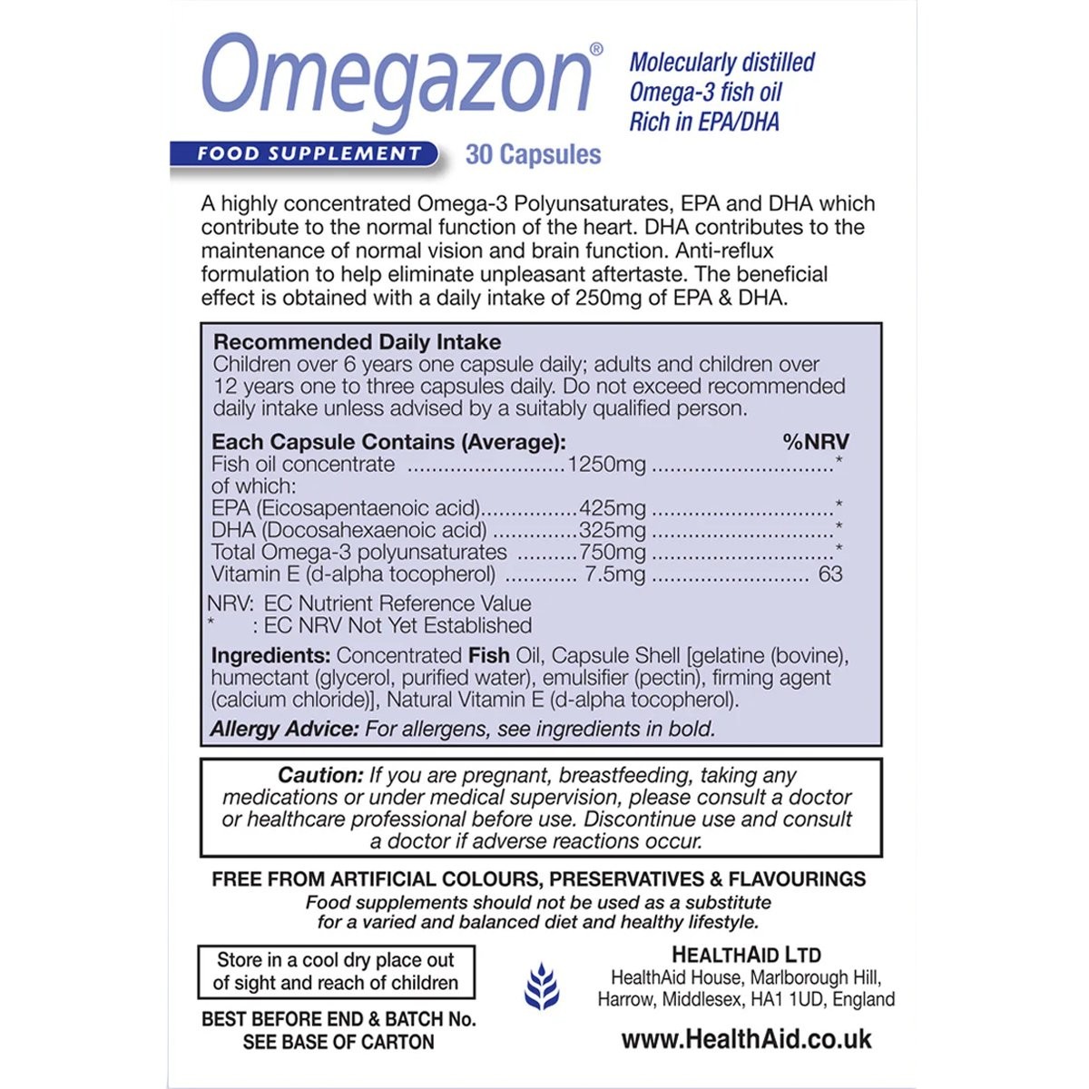 HEALTH AID - OMEGAZON Omega-3 750mg - 30caps