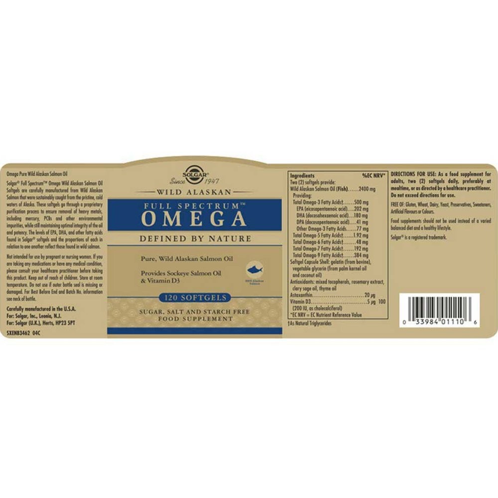 SOLGAR - Full Spectrum Omega Salmon Oil - 120softgels