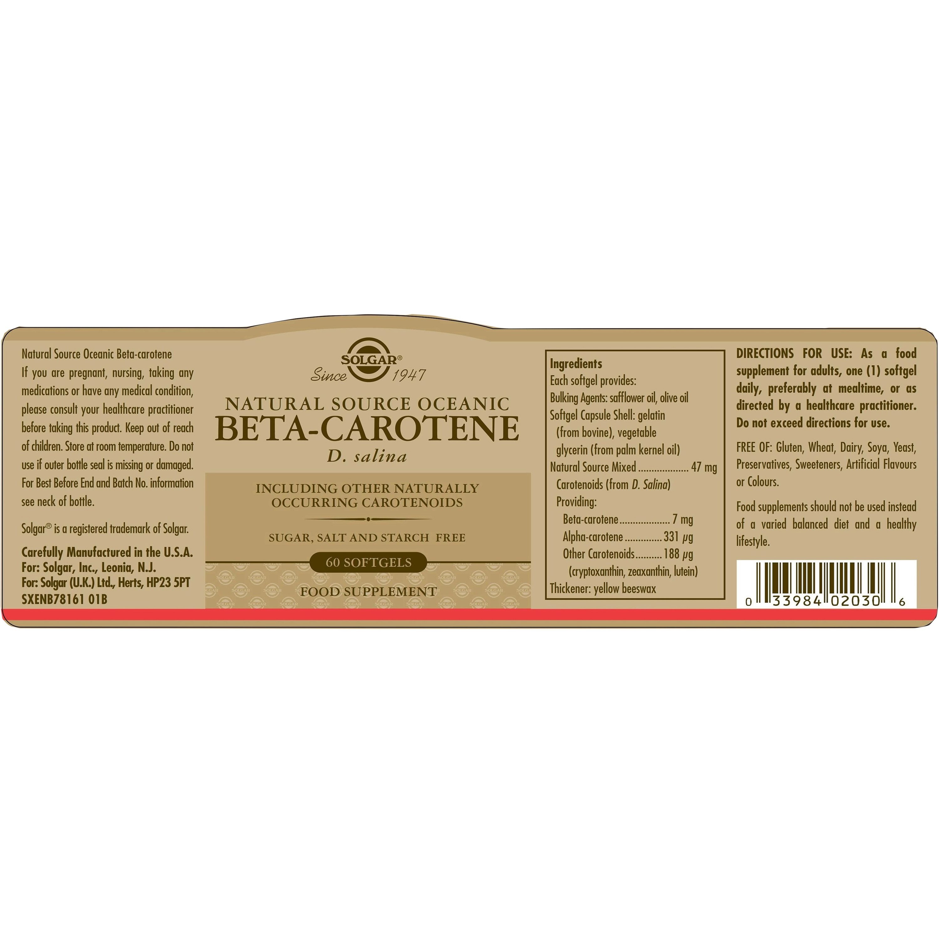 SOLGAR - Beta Carotene 7mg - 60tabs