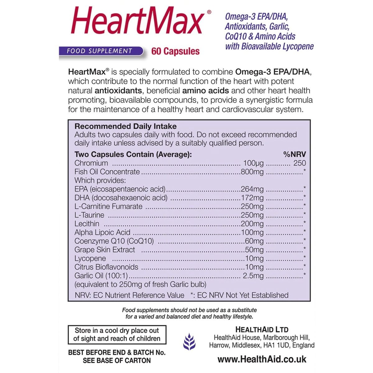 HEALTH AID - HeartMax - 60caps