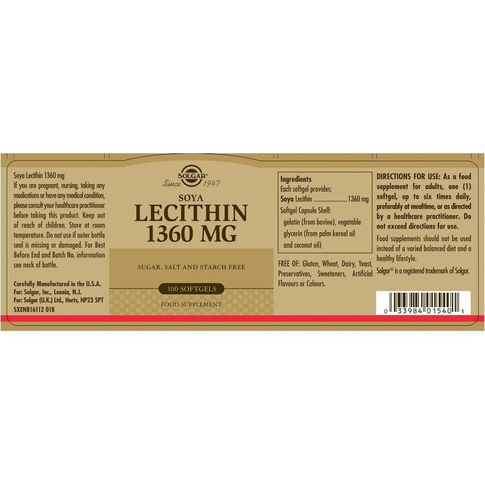 SOLGAR - Lecithin 1360mg - 100softgels