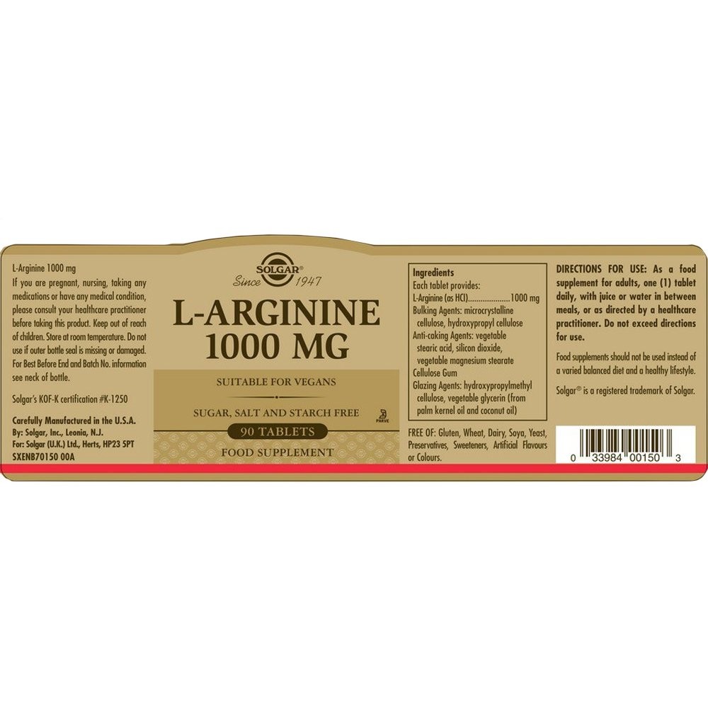 SOLGAR - L-Arginine 1000mg - 90tabs