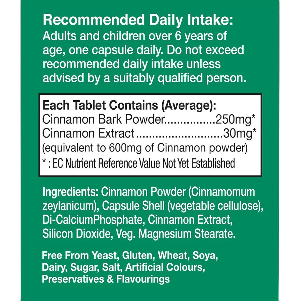 HEALTH AID - Cinnamon 850mg - 30caps