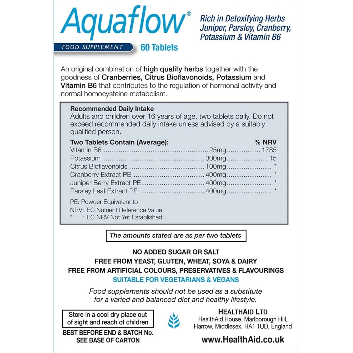 HEALTH AID - Aquaflow - 60tabs
