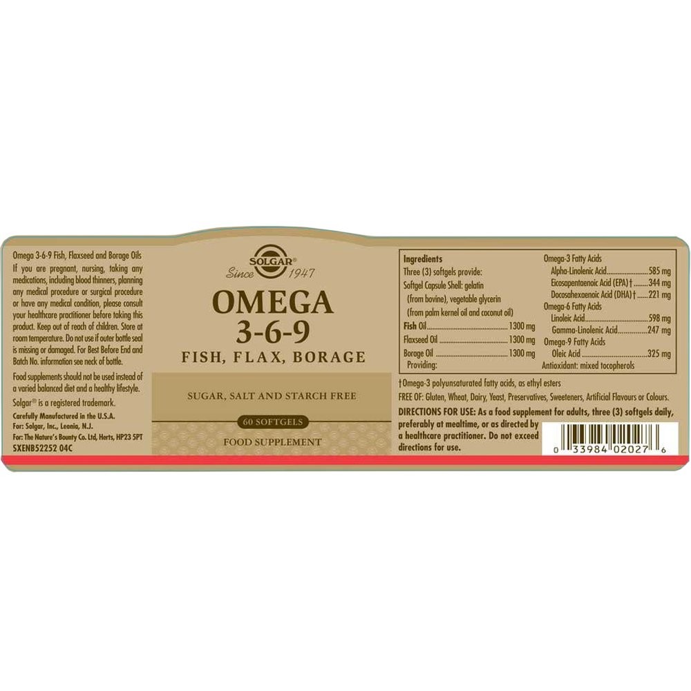 SOLGAR - Omega 3-6-9 - 60sofgels