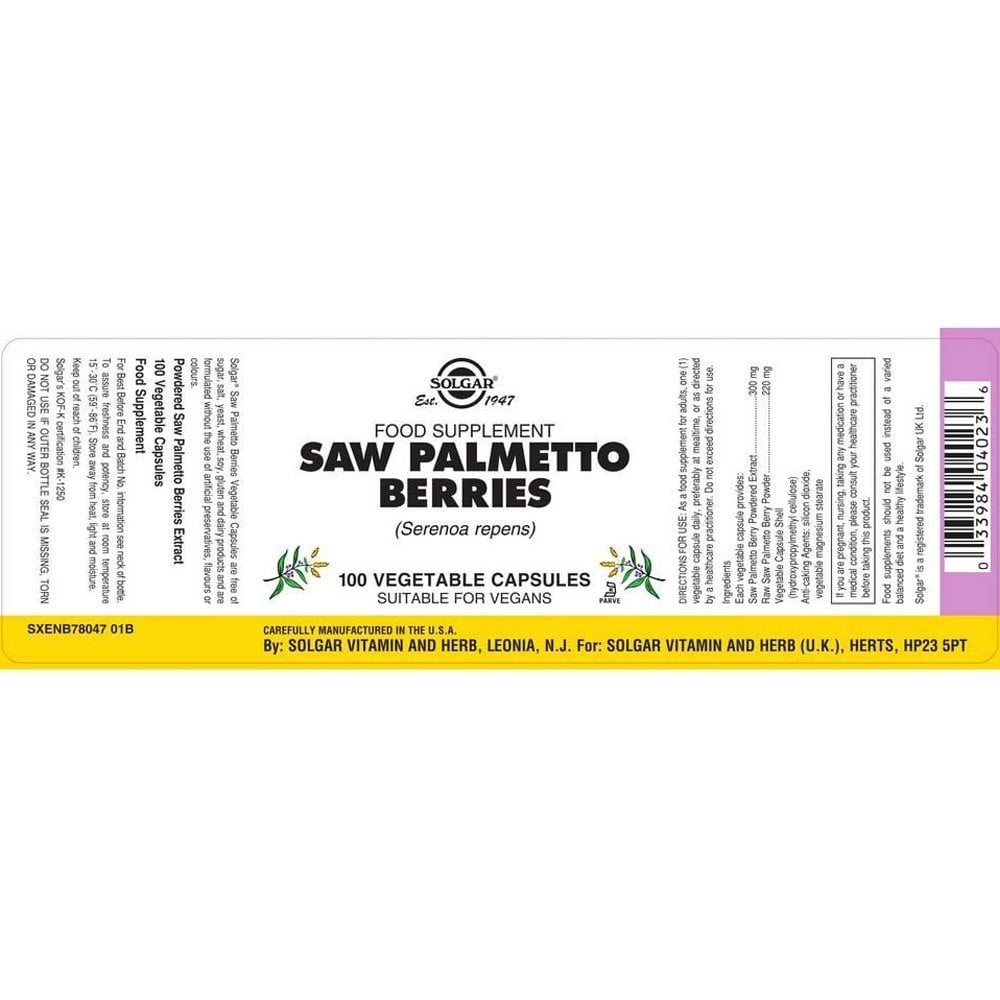 SOLGAR - Saw Palmetto Berries - 100caps