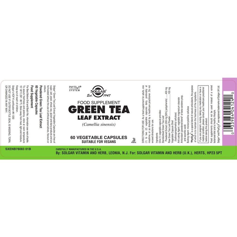 SOLGAR - Green Tea Leaf Extract - 60caps