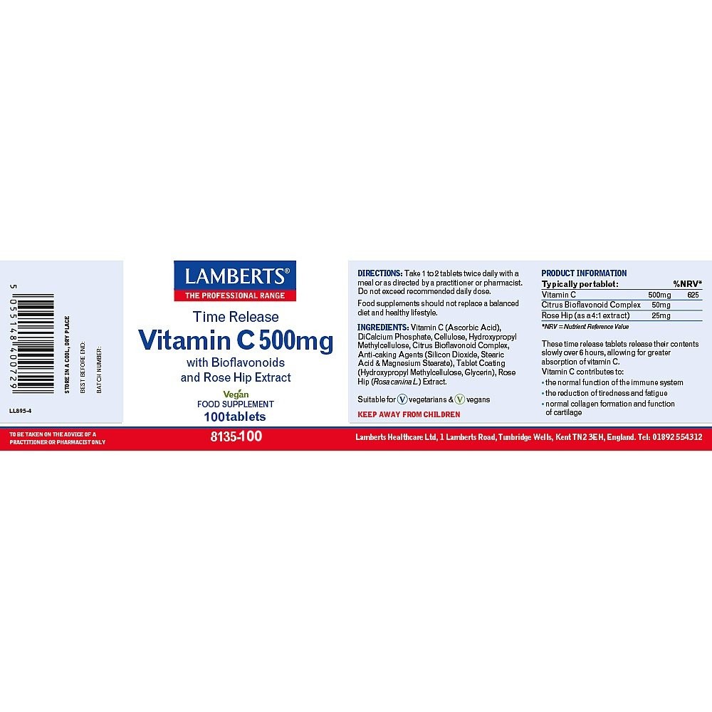 LAMBERTS - Vitamin C Time 500mg - 100tabs