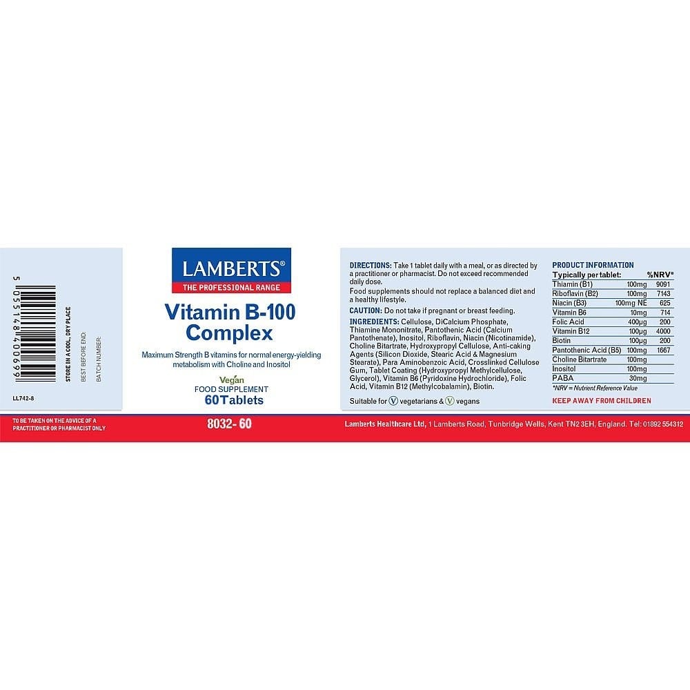 LAMBERTS - Vitamin B-100 Complex - 60tabs