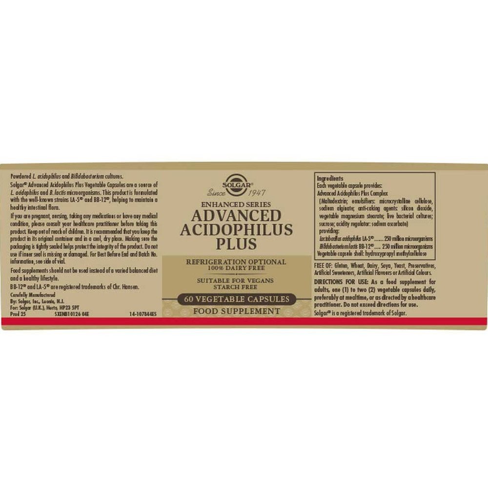 SOLGAR - Advanced Acidophilus Plus - 60caps