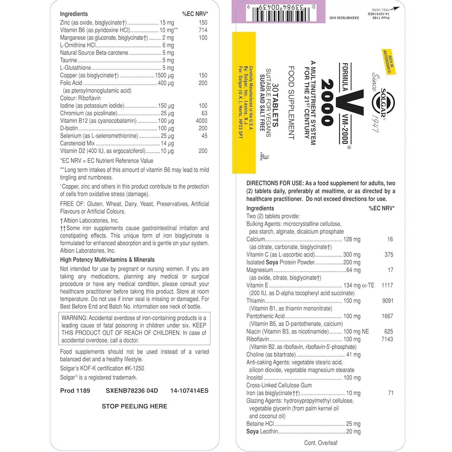 SOLGAR - Formula VM-2000 - 30tabs