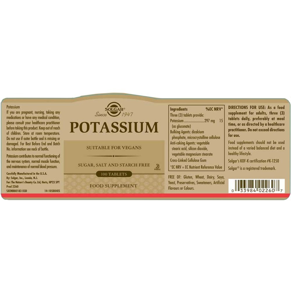 SOLGAR - Potassium 99mg - 100tabs