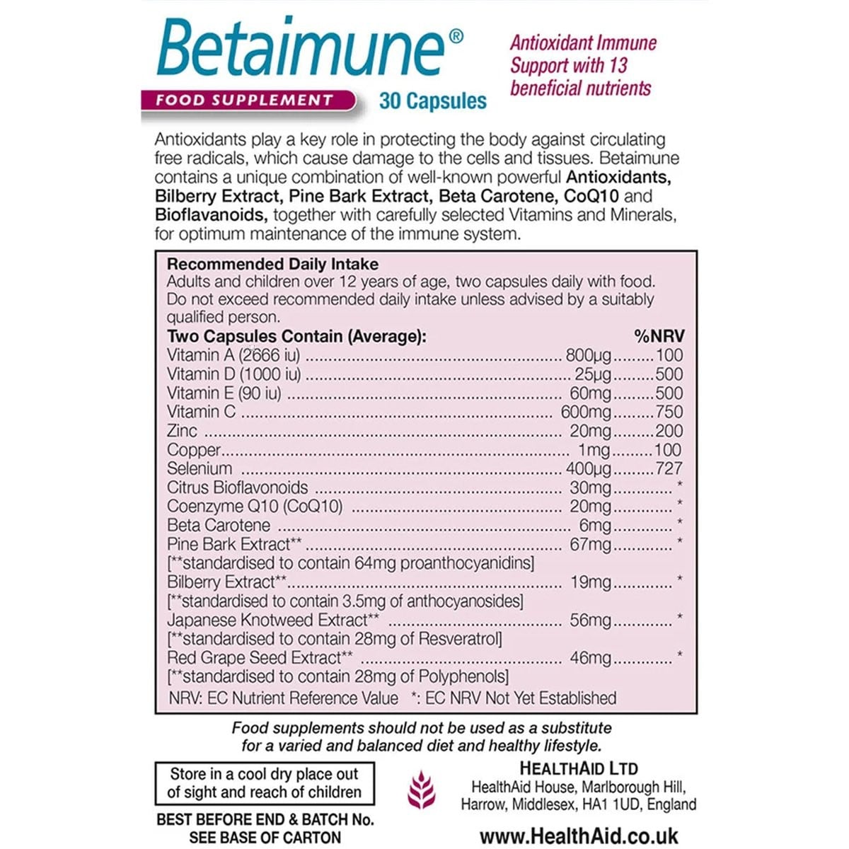 HEALTH AID - Betaimune - 30caps