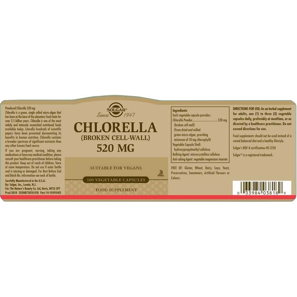 SOLGAR - Chlorella 520mg - 100caps