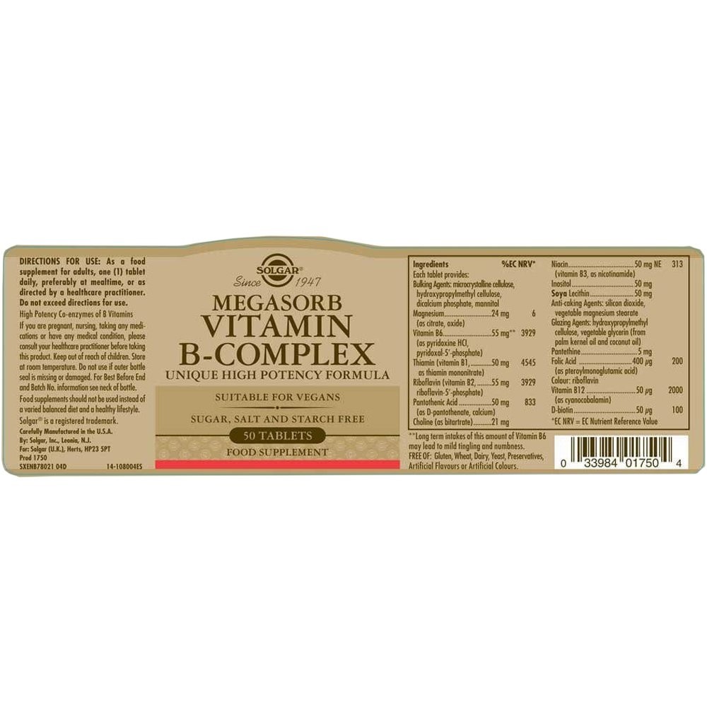 SOLGAR - Megasorb Vitamin B-Complex - 50tabs