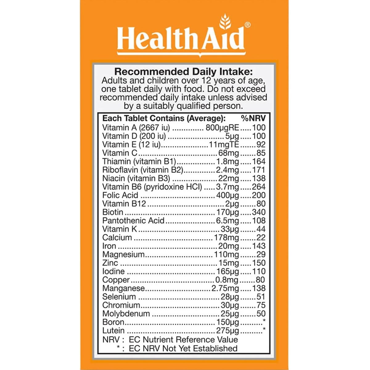 HEALTH AID - A to Z Multivit - 90tabs
