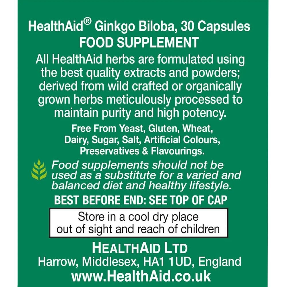 HEALTH AID - Ginkgo Biloba 5000mg - 30caps