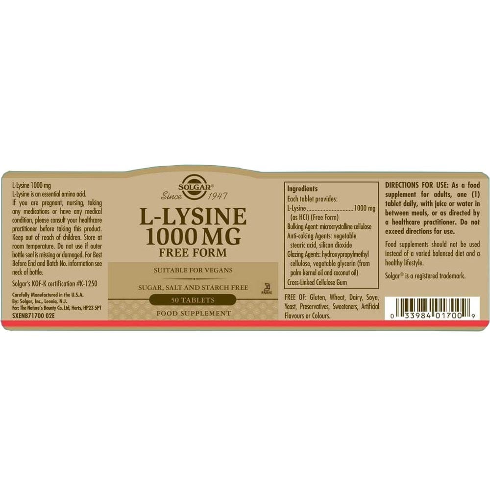 SOLGAR - L-Lysine 1000mg - 50tabs