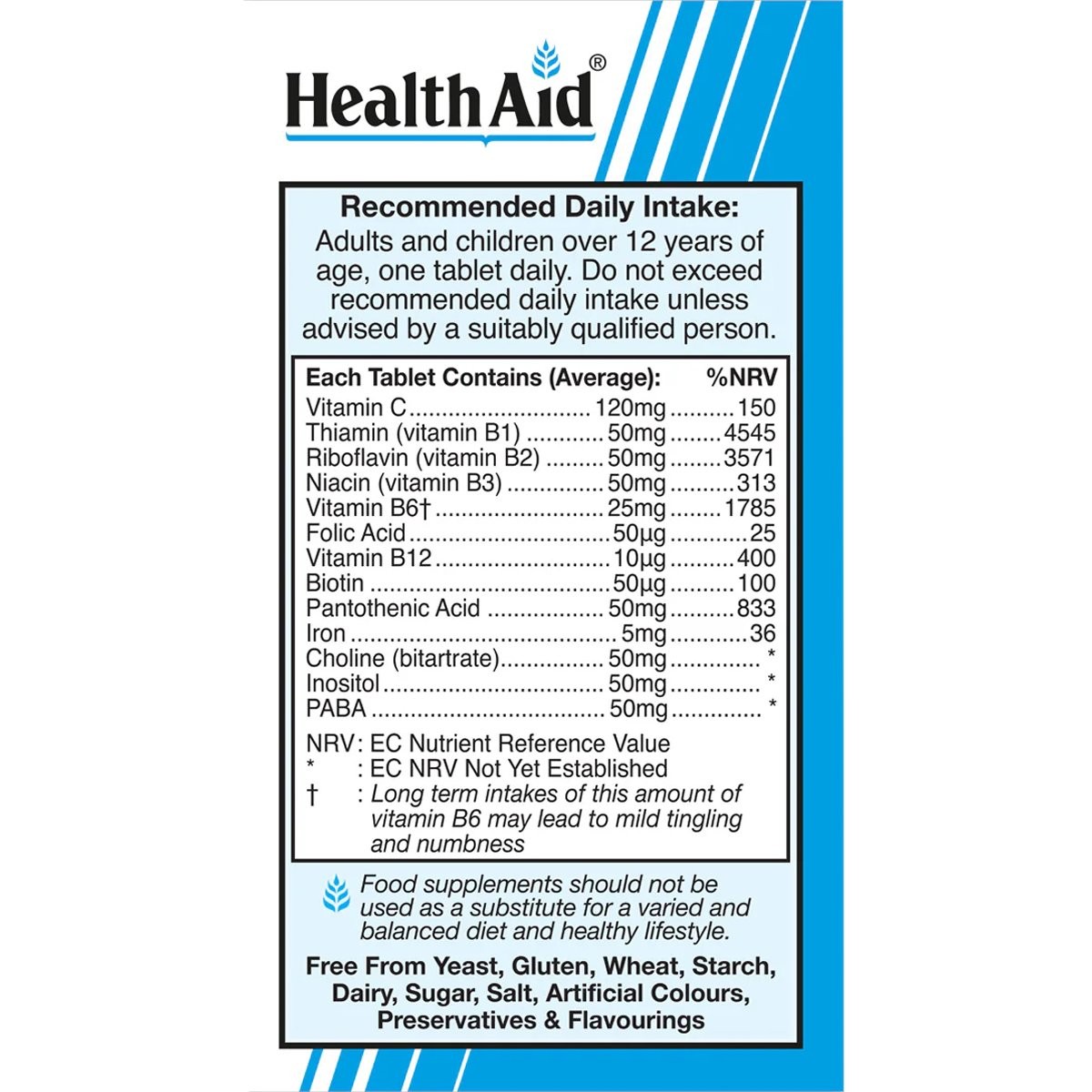 HEALTH AID - VEGAN Vitamin B50 Complex - 30tabs