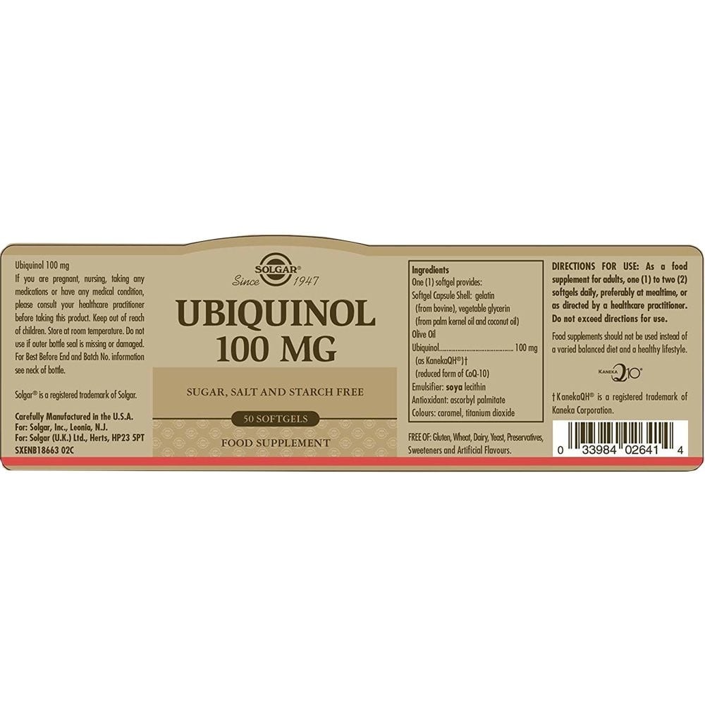 SOLGAR - Ubiquinol 100mg - 50softgels
