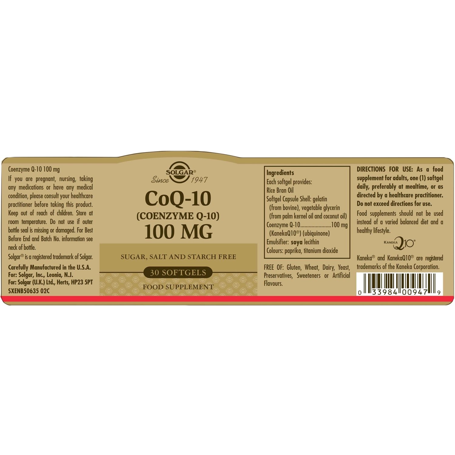 SOLGAR - CoQ-10 100mg - 30softgels