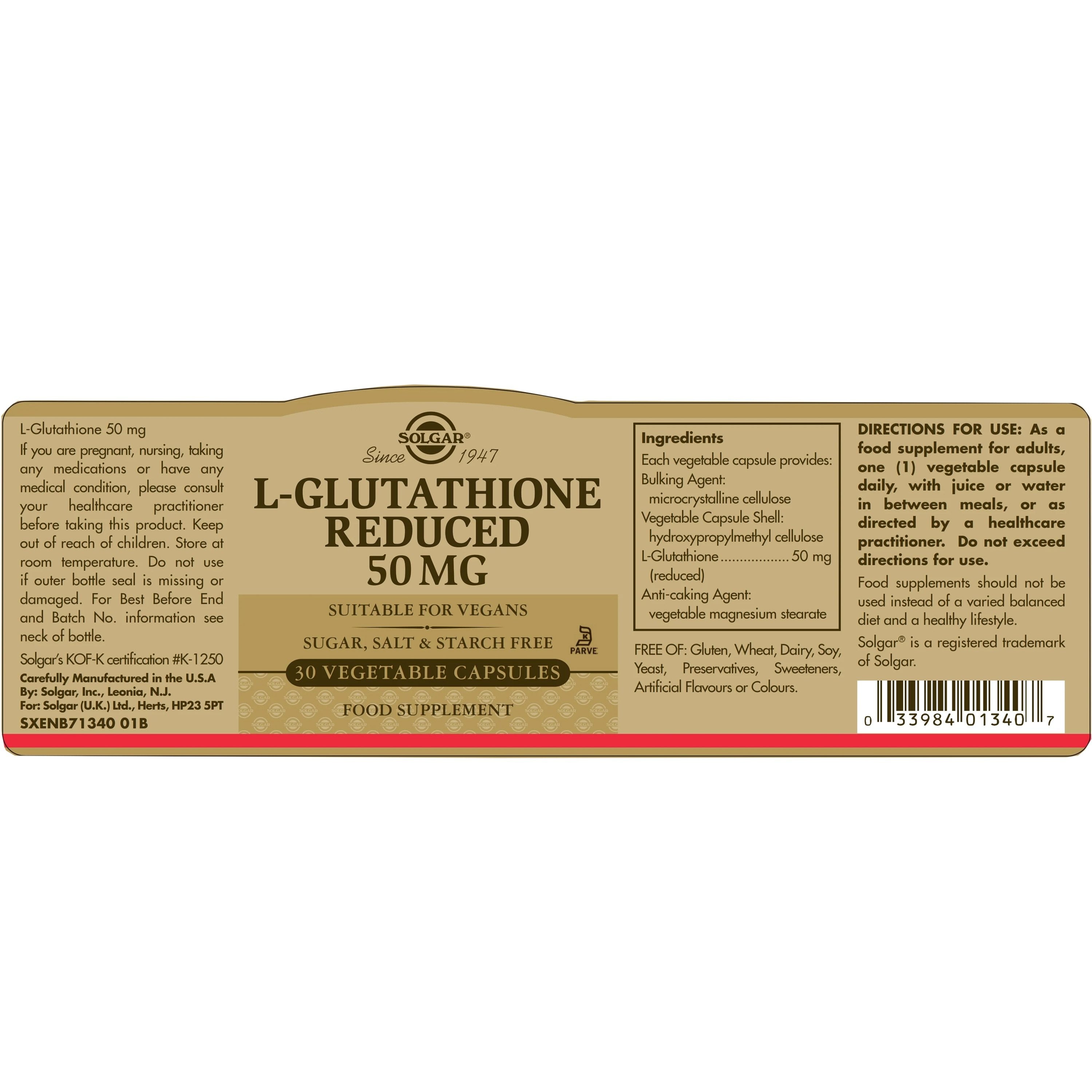 SOLGAR - L-Glutathione Reduced 50mg - 30caps