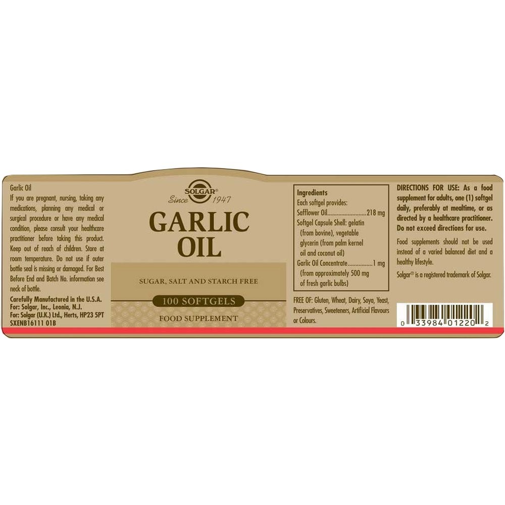 SOLGAR - Garlic Oil - 100softgels