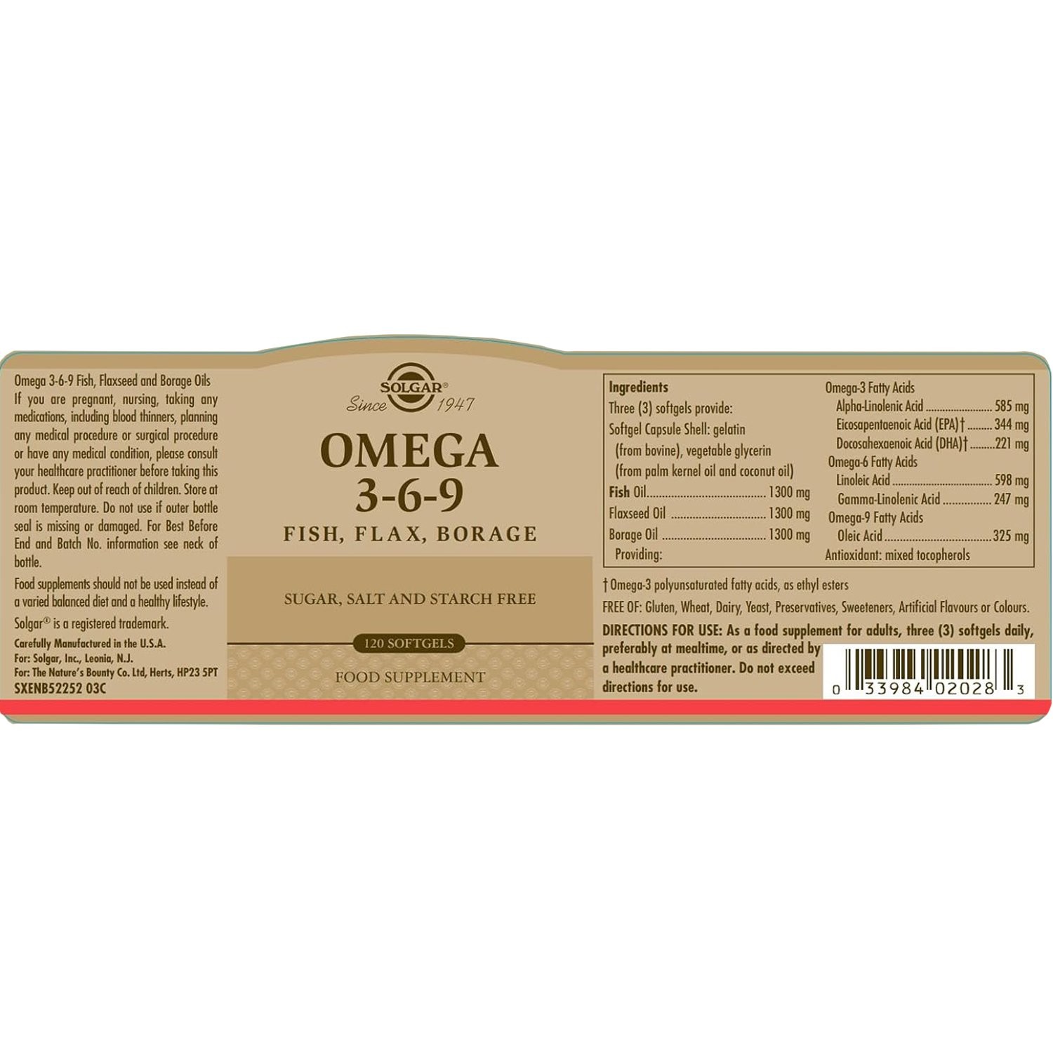SOLGAR - Omega 3-6-9 - 120sofgels