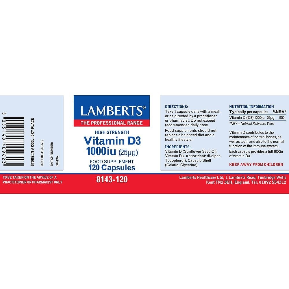 LAMBERTS - Vitamin D3 1000iu - 120caps
