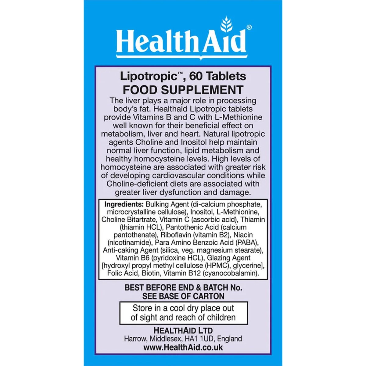 HEALTH AID - Lipotropic - 60tabs