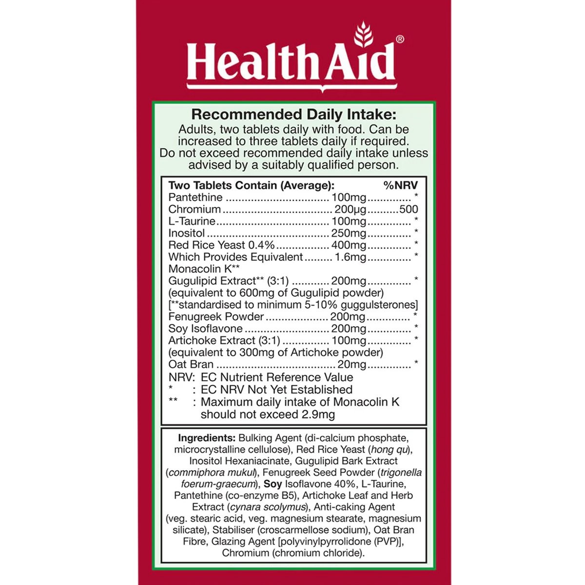 HEALTH AID - Cholestroforte - 60tabs