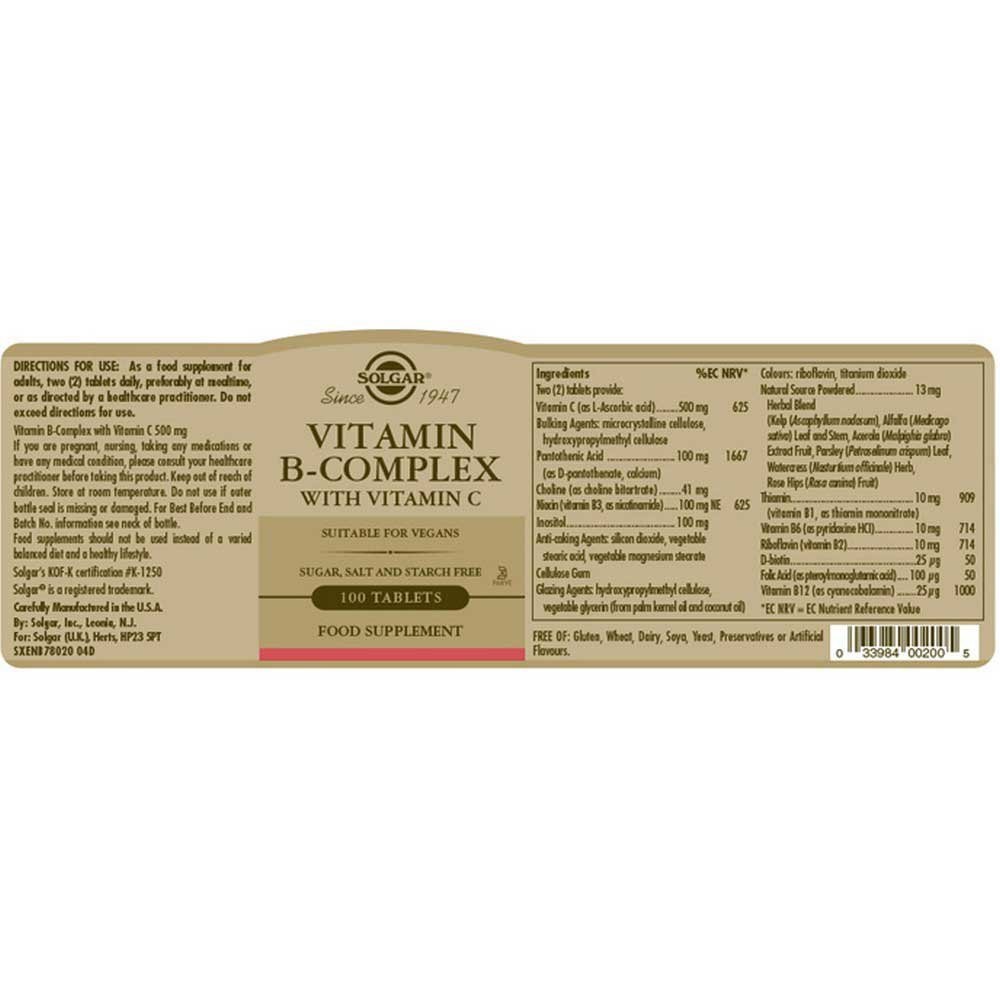SOLGAR - Vitamin B-Complex with Vitamin C - 100tabs