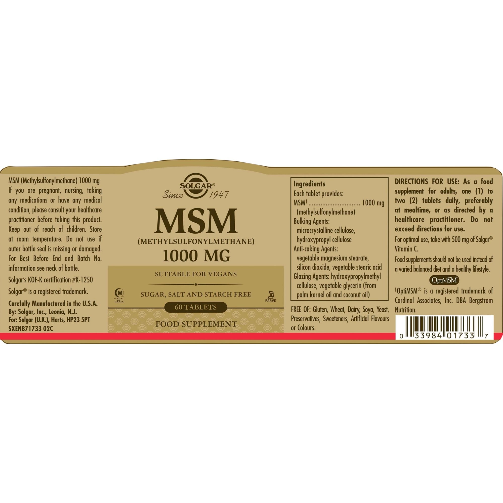 SOLGAR - MSM 1000mg - 60tabs