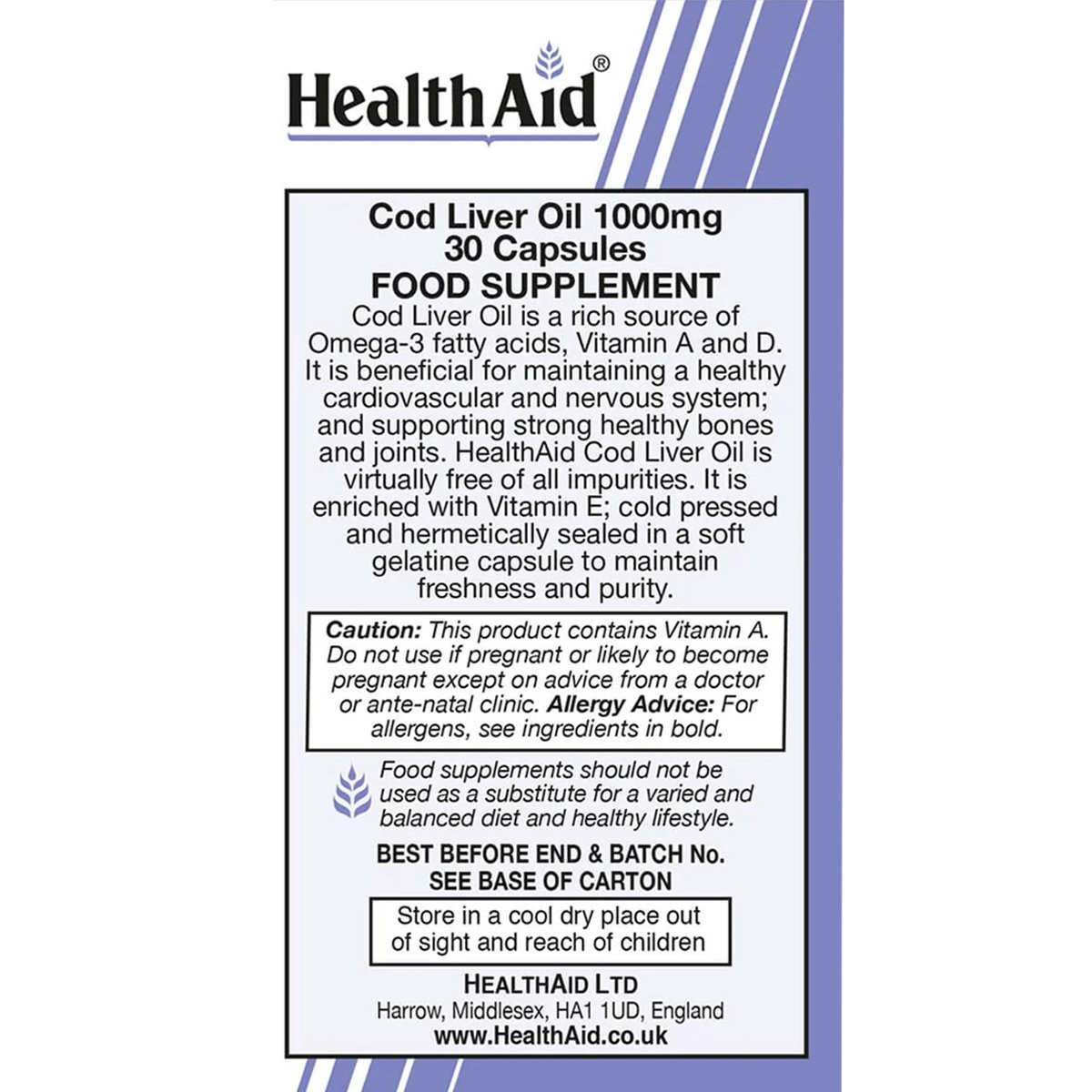 HEALTH AID - Cod Liver Oil 1000mg - 30caps