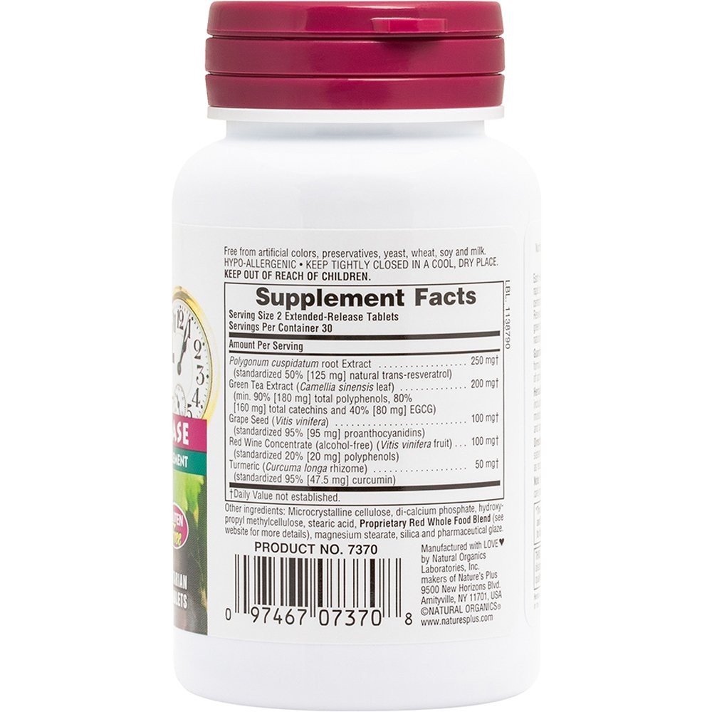 NATURES PLUS - HERBAL ACTIVES Resveratrol Extended Release 125mg - 60caps