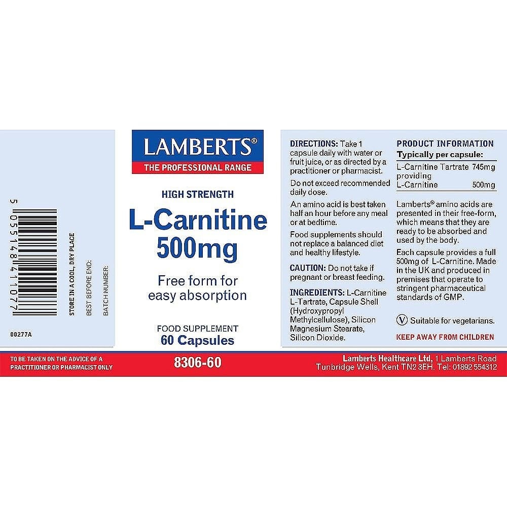 LAMBERTS - L-Carnitine 500mg - 60caps