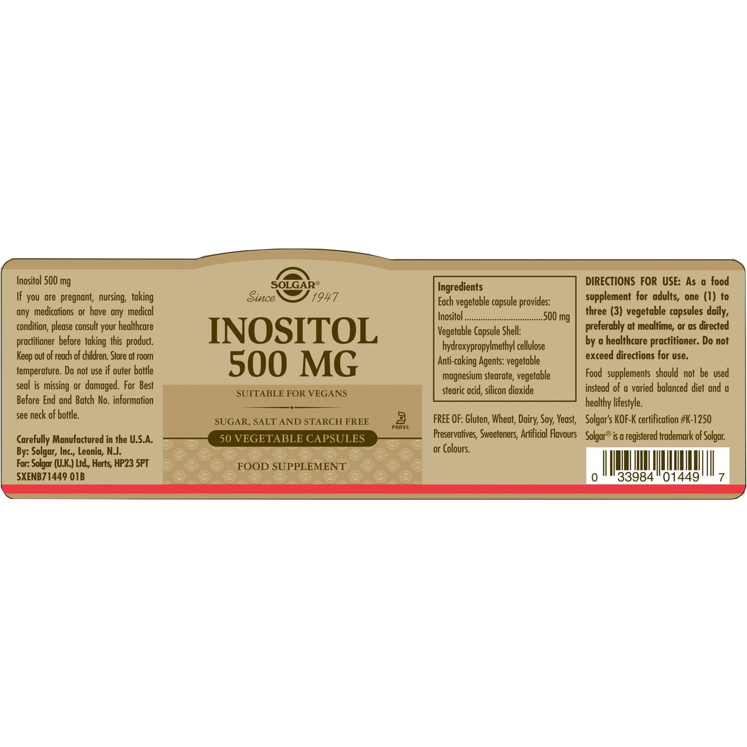 SOLGAR - Inositol 500mg - 50caps