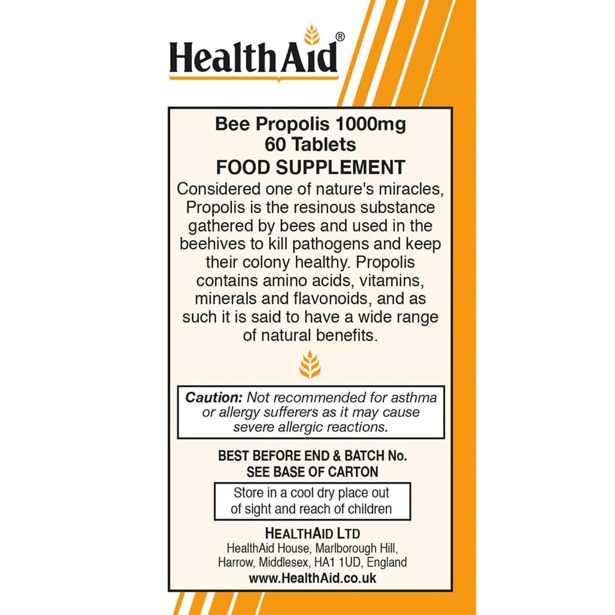 HEALTH AID - Bee Propolis 1000mg - 60tabs
