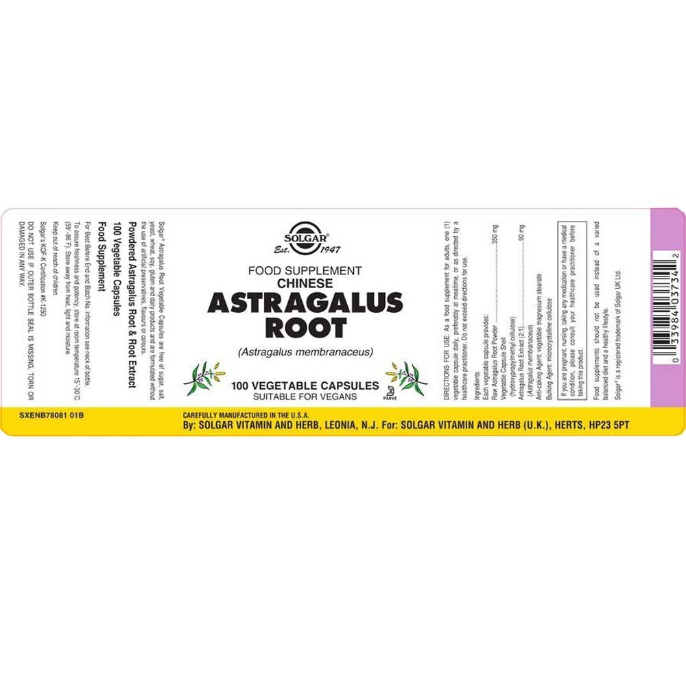 SOLGAR - Astragalus Root - 100caps