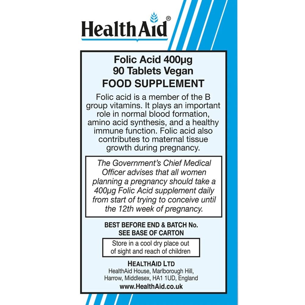 HEALTHAID - Folic Acid 400μg - 90tabs