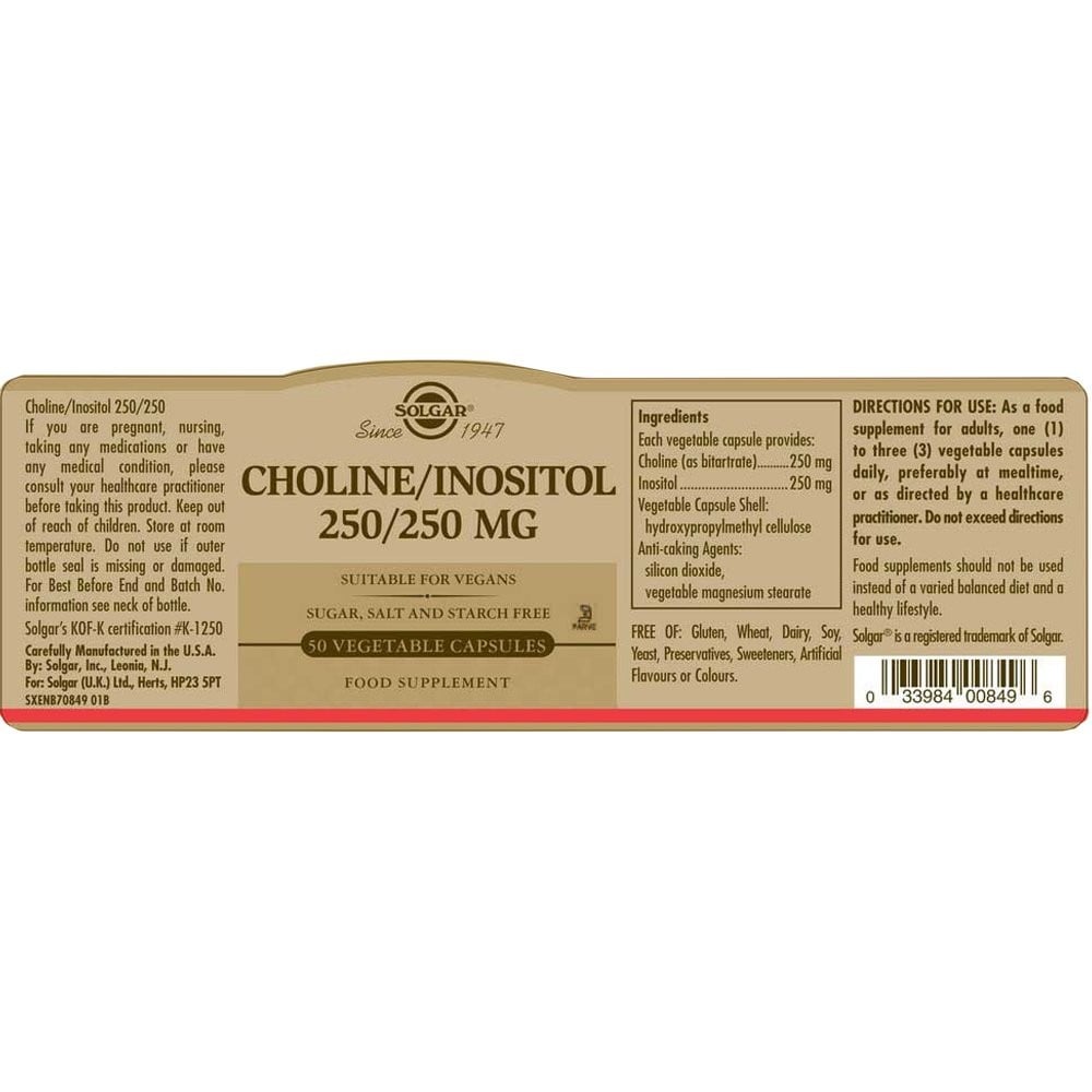 SOLGAR - Choline/Inositol 250/250mg - 50caps