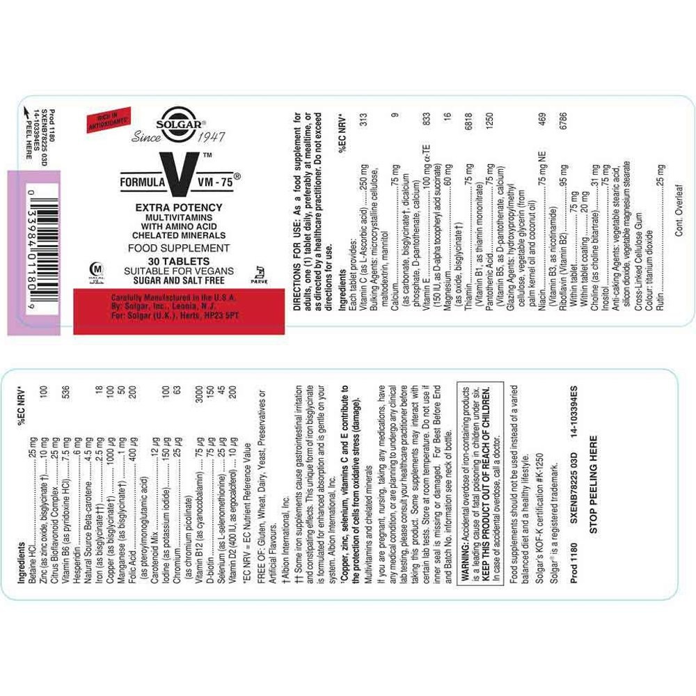 SOLGAR - Formula VM-75 - 30tabs