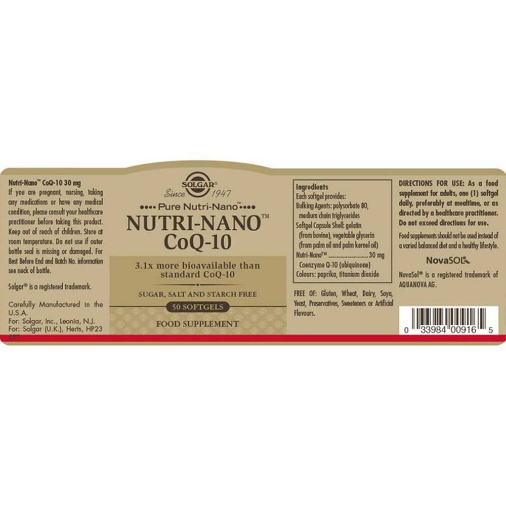 SOLGAR - NUTRI NANO CoQ-10 3,1x - 50softgels