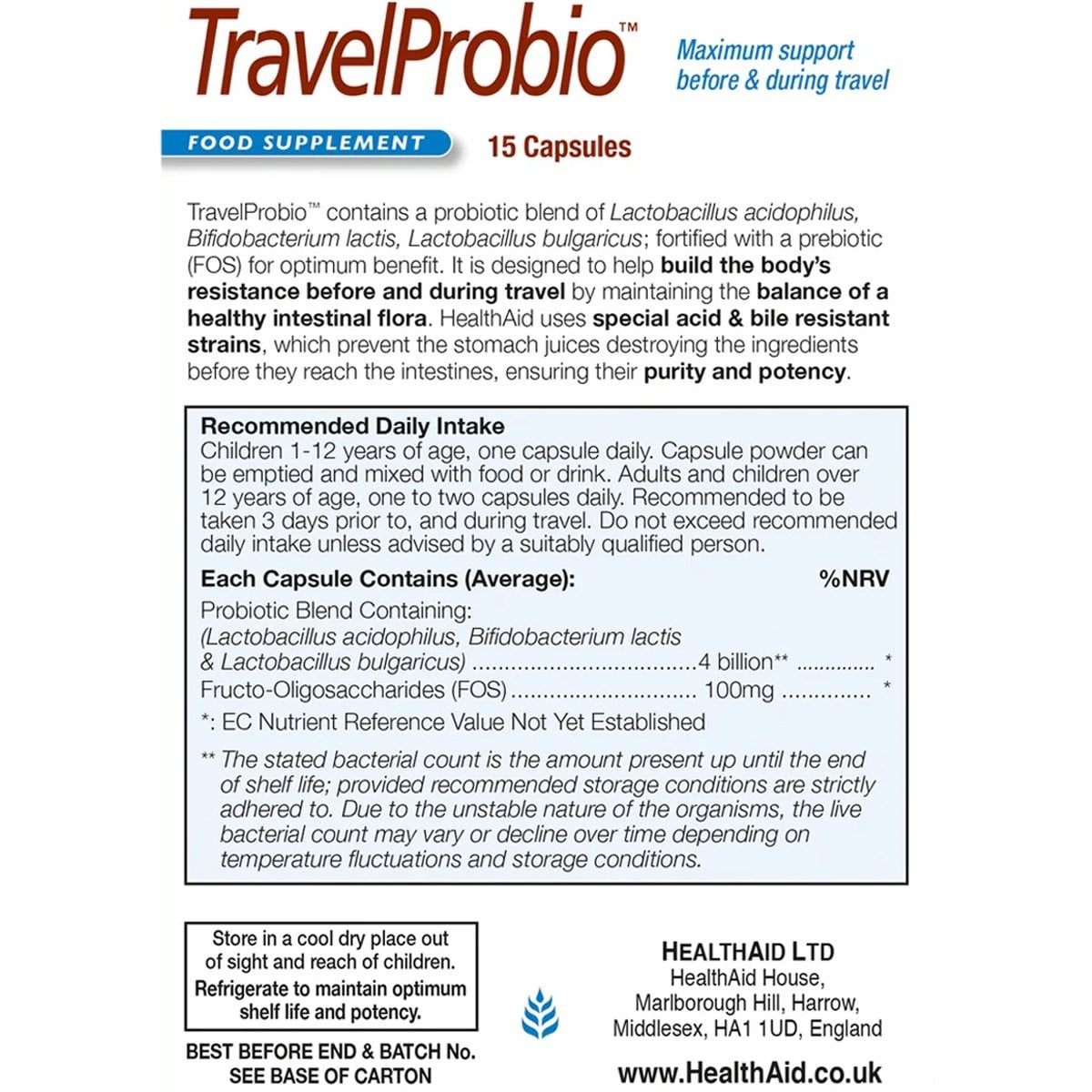 HEALTH AID - TravelProbio - 15caps