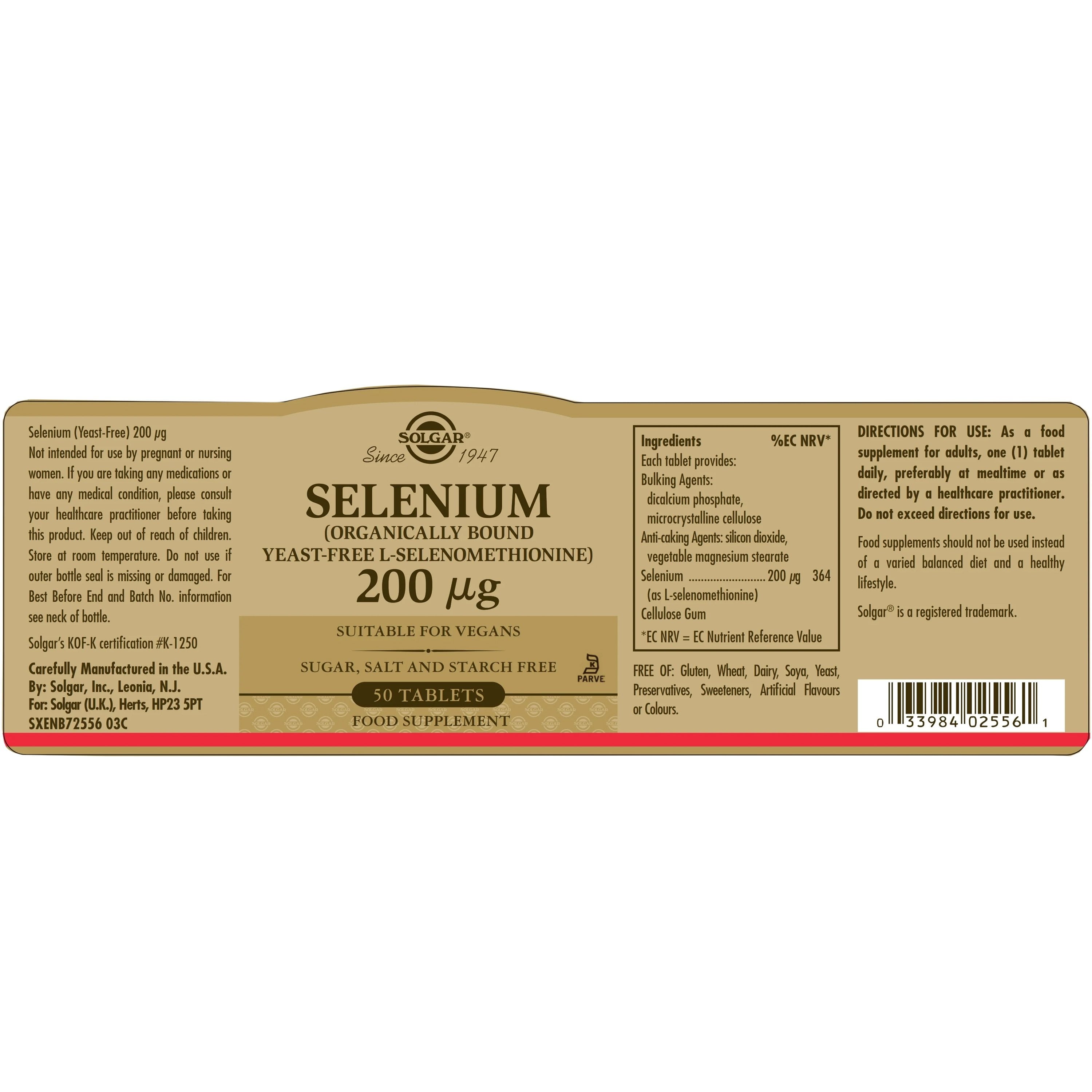SOLGAR - Selenium 200μg - 50tabs